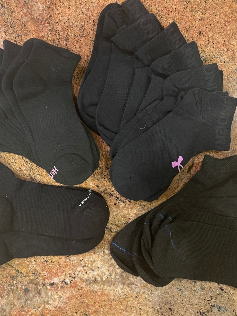 NEW! 14 Pair of assorted women's black socks Size 4 to 9, Brand New without Tags